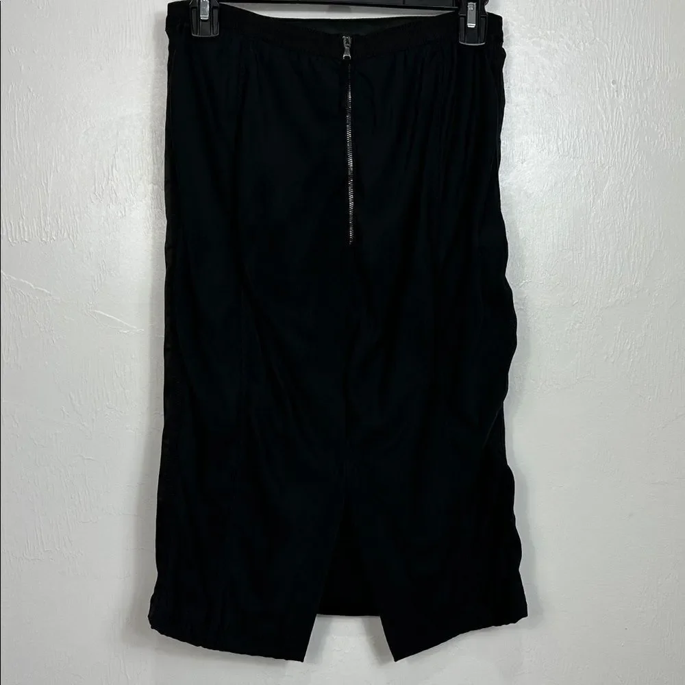 D&G Dolce & Gabbana Black Mixed Media Skirt Satin Front Mesh Back Size M